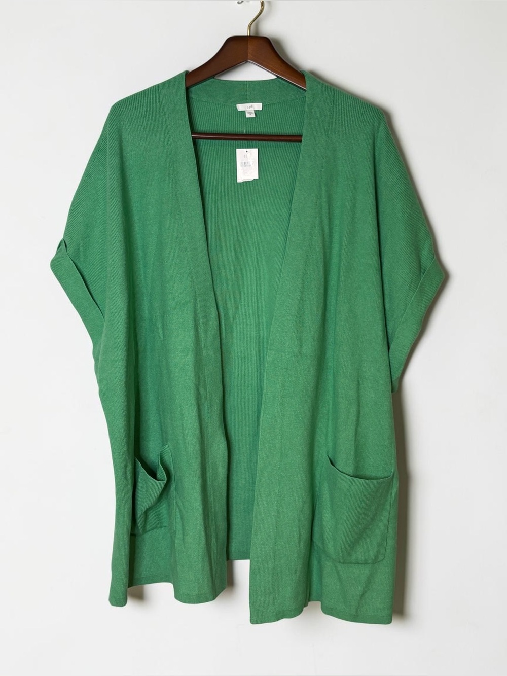 NWT J. Jill Long Ribbed Gilet Open Front Cardigan Sweater 4X Green Jade